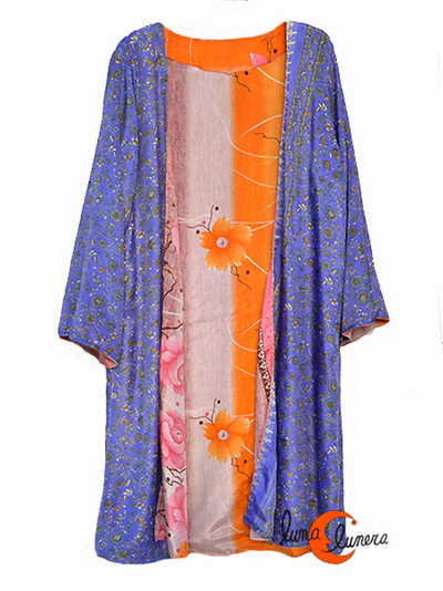 Kimono reversible de tela imitación seda