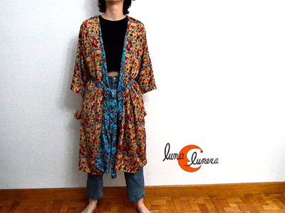 Kimono reversible de tela imitación seda