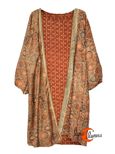 Kimono reversible de tela imitación seda