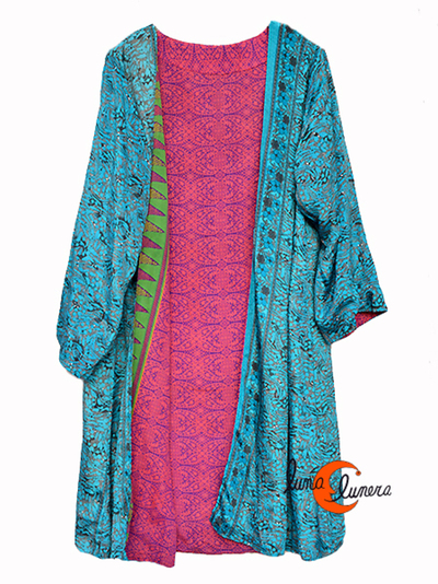 Kimono reversible de tela imitación seda