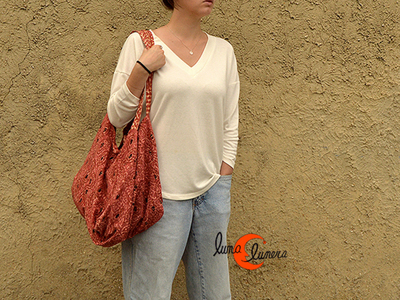Bolso saco grande de tela de algodón.