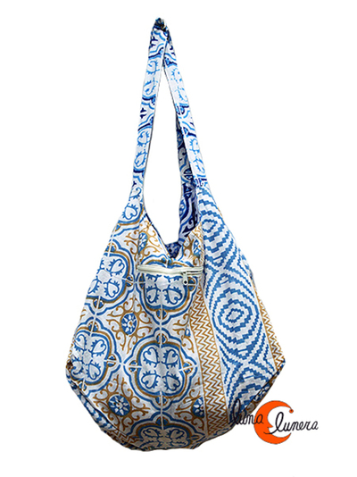Bolso saco grande de tela de algodón.