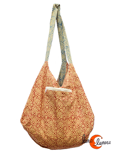 Bolso saco grande de tela de algodón.