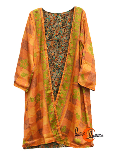 Kimono imitación seda reversible.