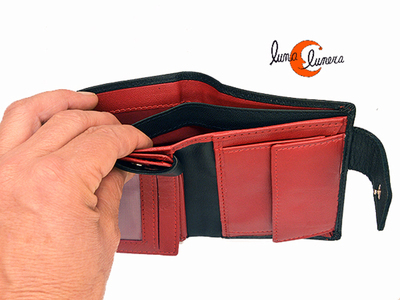 cartera de piel con tarjetero, billetera y monedero