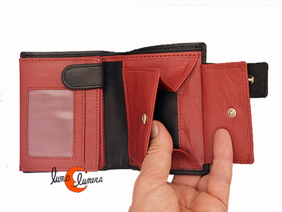 cartera de piel con tarjetero, billetera y monedero