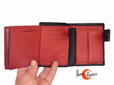 cartera de piel con tarjetero, billetera y monedero