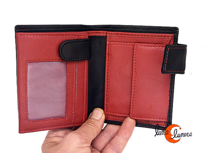 cartera de piel con tarjetero, billetera y monedero