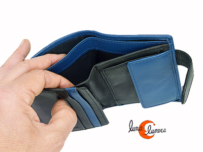 Cartera de piel con tarjetero, billetero y monedero interior.