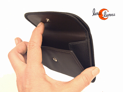 Caretra de piel con monedero exterior.