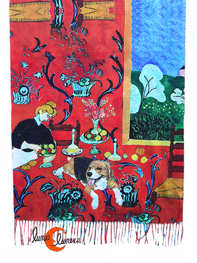 Fular inspirado en el cuadro La Habitación de Matisse.