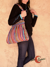 Bolso de hombro tela rústica de rayas