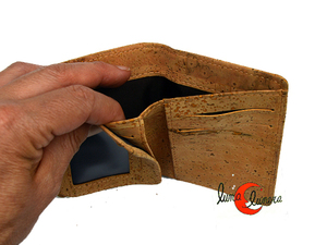 Cartera pequeña vegana de corcho para chico o chica, tipo tarjetero