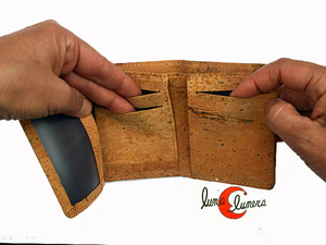Cartera pequeña vegana de corcho para chico o chica, tipo tarjetero