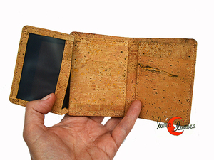 Cartera pequeña vegana de corcho para chico o chica, tipo tarjetero