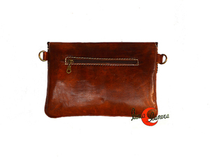 Bolso de mano de piel tipo sobre con bolsillo antirrobo con cremallera por detrás