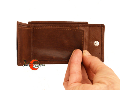 Mini cartera de piel con monedero y tarjetero.