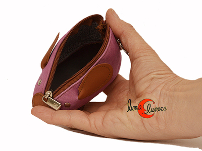 Monedero llavero de piel con forma de ratón muy amplio