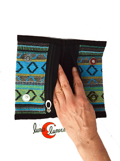 Cartera monedero grande vegano de algodón con dos espacios interiores