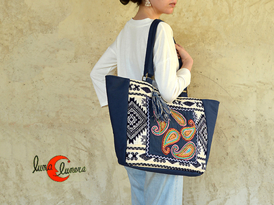 Capazo grande de tela con cremallera