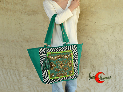 Capazo grande de tela con cremallera