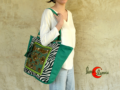 Capazo grande de tela con cremallera