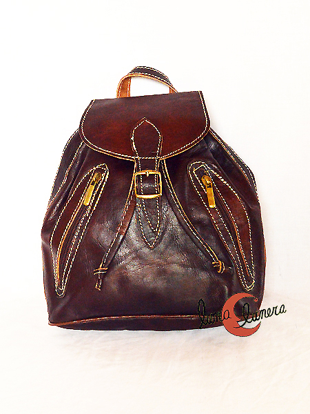 Mochila de piel de marruecos, artesania en cuero marroquí, mochilas con  kilim