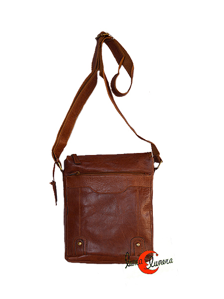 bolso de bandolera de piel de artesanía de Marruecos unisex, para chico o  chica.