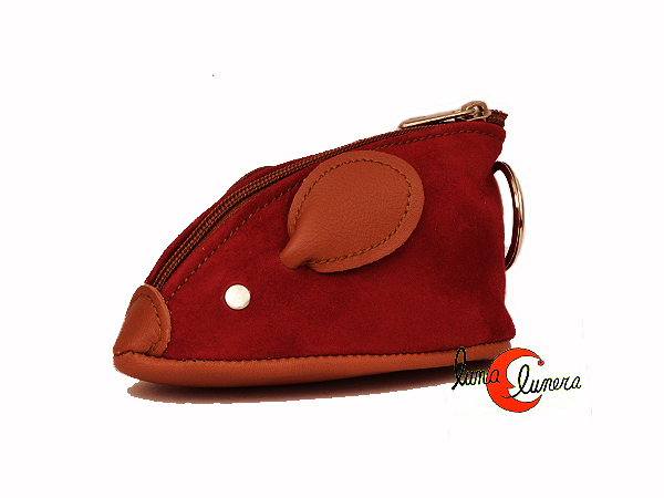 monedero llavero piel con de hecho a mano con piel de ante