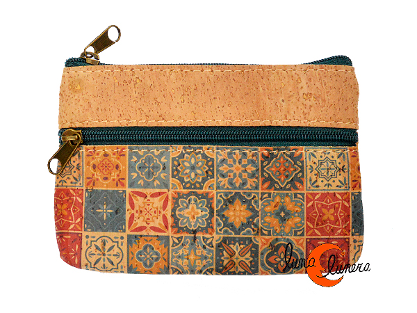 vegano pequeño de corcho y con tres cremalleras