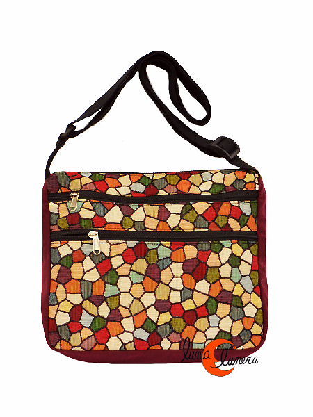 Bolsos de tela Bolso bandolera grande granate