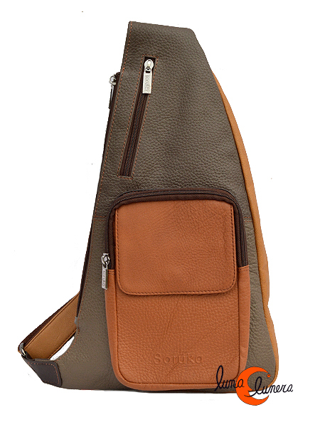 mochila de cuero cruzada para chico, hombre, chica o mujer de