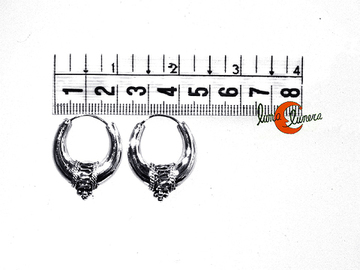 Aretas de plata estilo india redondas pequeñas 031