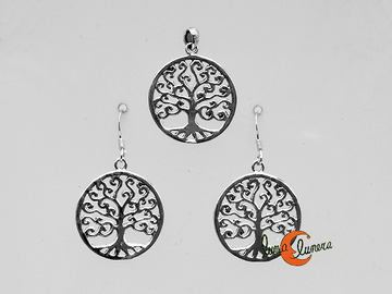 Pendiente de plata, árbol dela vida. Conjunto