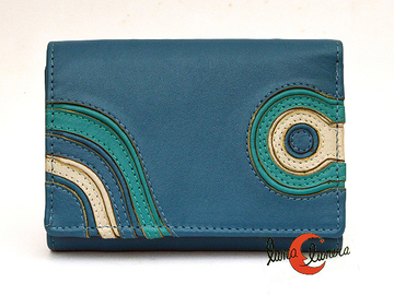 Cartera de piel Belmonte Jardín Japonés pequeña 042, azul.