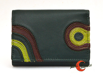 Cartera de piel Belmonte Jardín Japonés pequeña 042, verde botella.