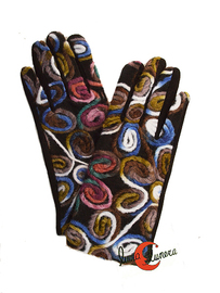 guantes bordados con lanas de colores, azul.