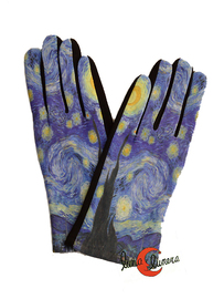 Guantes con imágenes de cuadros famosos, la Noche Estrellada de Van Gogh.