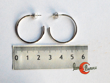 Aros de plata finos con tuerca pequeños 035