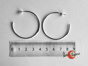 Aros de plata finos con tuerca grandes 036