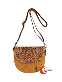 Corcho. Bolso mediano redondo 27. Amarillo y corcho natural.