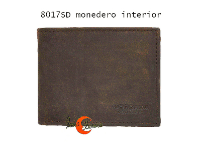 Morgado 8017SD, cartera, billetero con monedero y tarjetero mediano de piel rústica sin brillo.