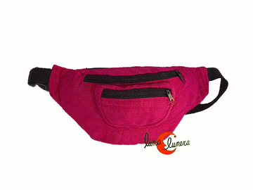 Riñonera de tela de algodón. Color rosa fucsia.