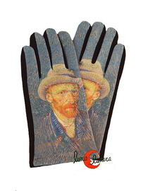 Guantes con imágenes de cuadros famosos, Autoretrato de Van Gogh.