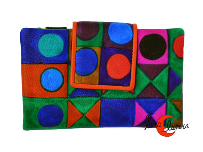 Carteras de piel pintada Belmonte 46 solapa ancha cremallera corta, verde.