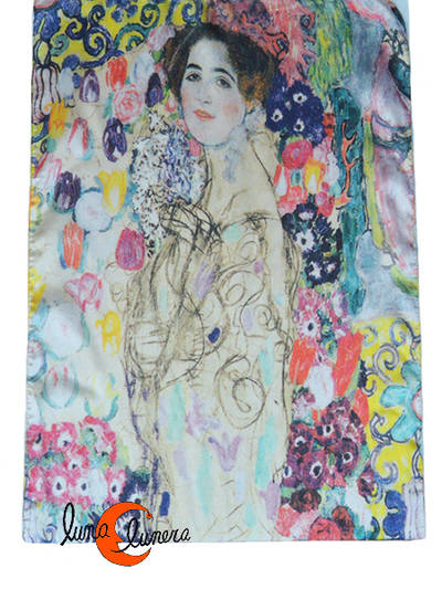 Fular de seda con cuadros de pintores famosos. Retrato de Ria Munk III de Klimt.