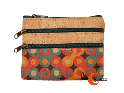 Monedero tarjetero vegano corcho y con cremalleras