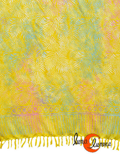 Pareo-fular Bali amarillo pálido con dibujos.
