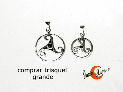 Azabache asturiano, colgantes trisquel de plata y azabache. Grande