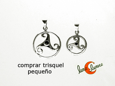 Azabache asturiano, colgantes trisquel de plata y azabache. Pequeño
